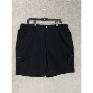Voyager Travel Cargo Tech Shorts Men 2XL Comfort Waist Zipper Pocket Black